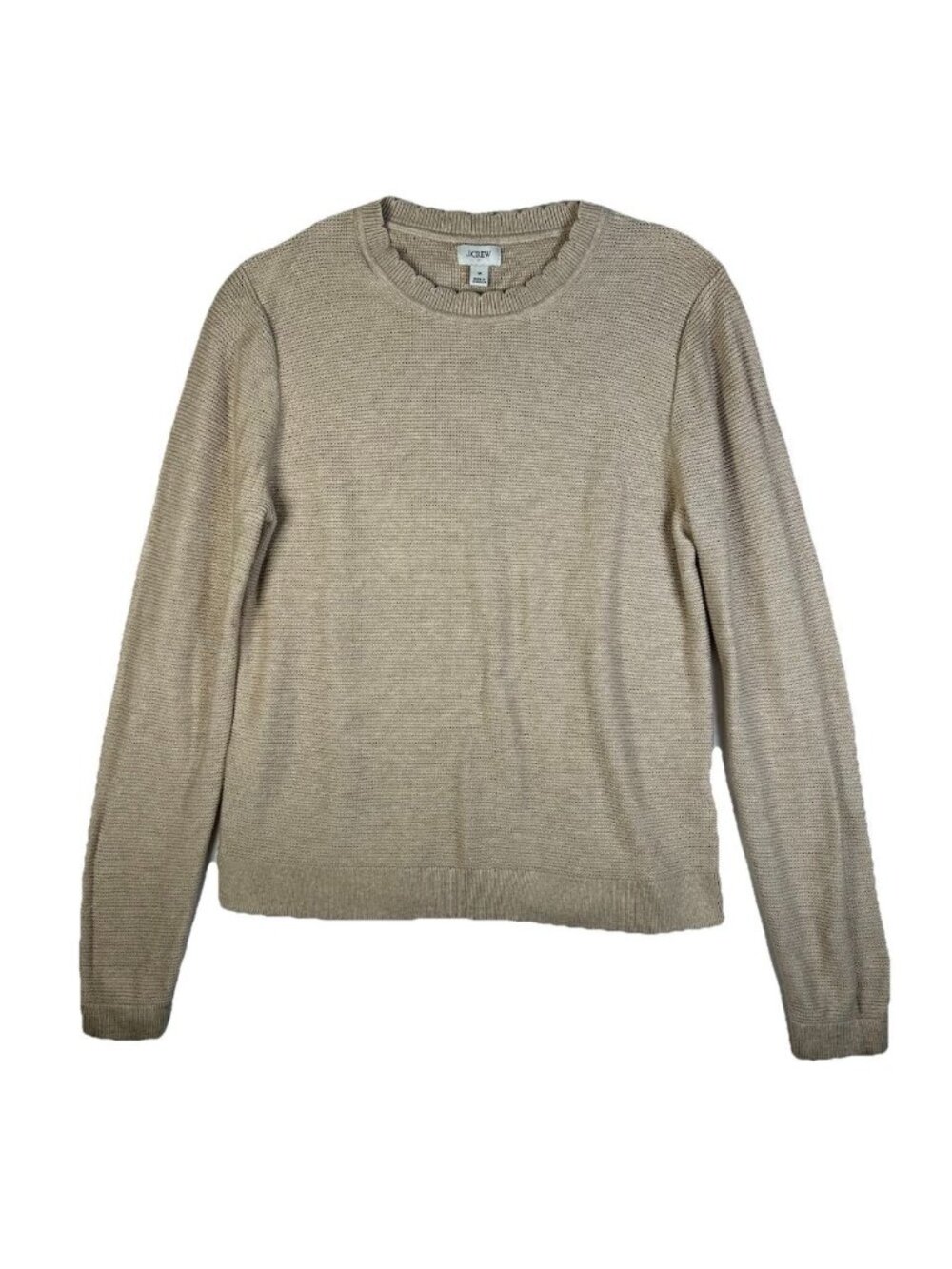 J Crew Women’s Medium Scallop Neckline Sweater Medium Brown Minimalist Cotton